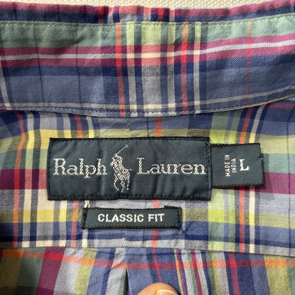 Polo Ralph Lauren Shirt Mens Sz L Madras Plaid Short Sleeve Button Multicolor - Picture 6 of 8